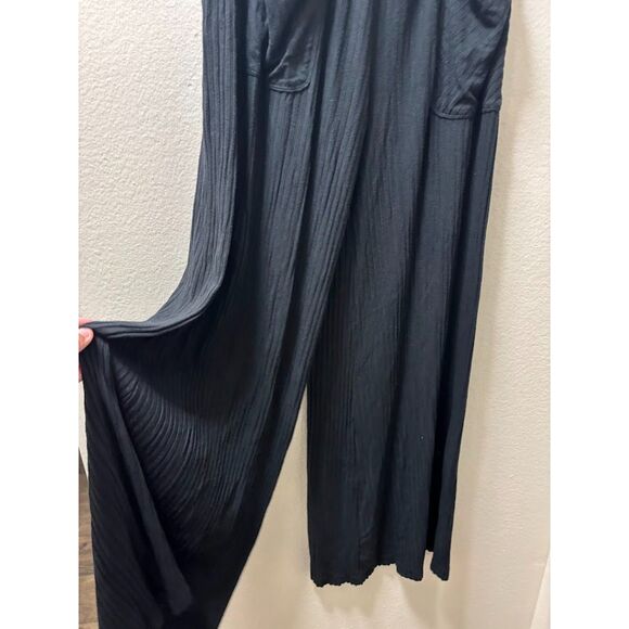 FREE PEOPLE FP MOVEMENT BLISSED OUT WIDE LEG PANTS - BLACK Ribbed Size XS Yoga - Picture 4 of 6